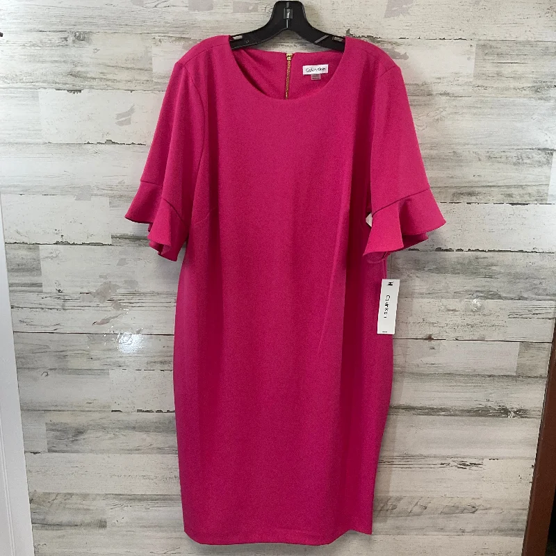 Dress Casual Midi By Calvin Klein In Pink, Size: 1x