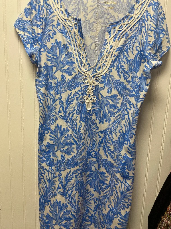 Dress Designer By Lilly Pulitzer In Blue & White, Size: L